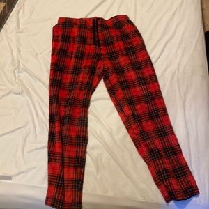 Red plaid pj bottoms